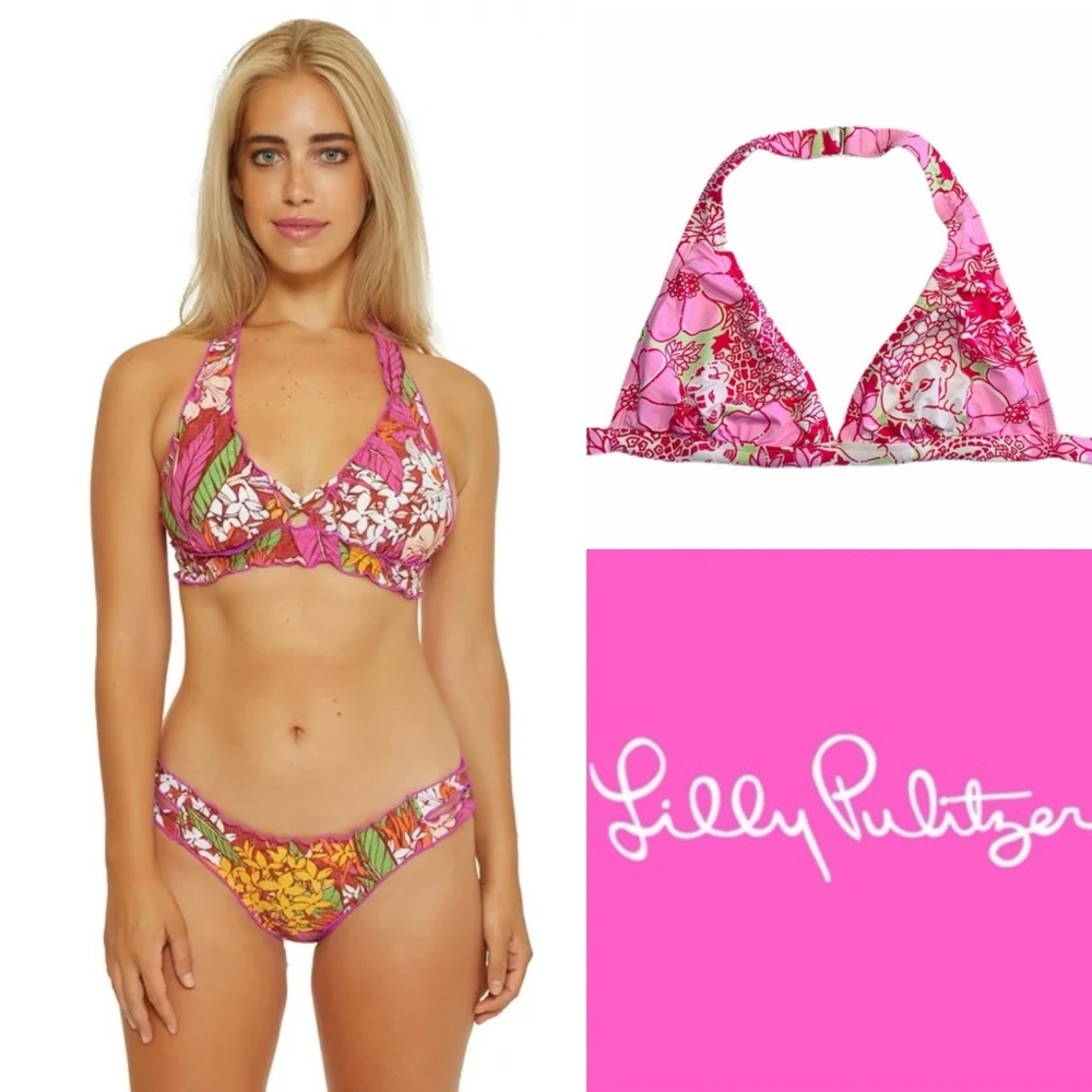 RARE Vintage Lilly Pulitzer Lioness floral bikini top